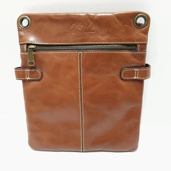 Patricia Nash Francesca Organizer Cognac Brown Leather Medium Crossbody Bag - Picture 4 of 10